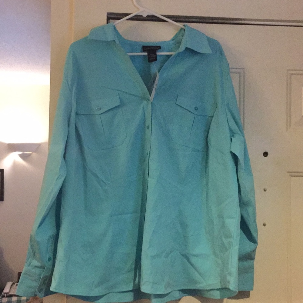 NWT 22/24 Lane Bryant robin’s egg dress shirt